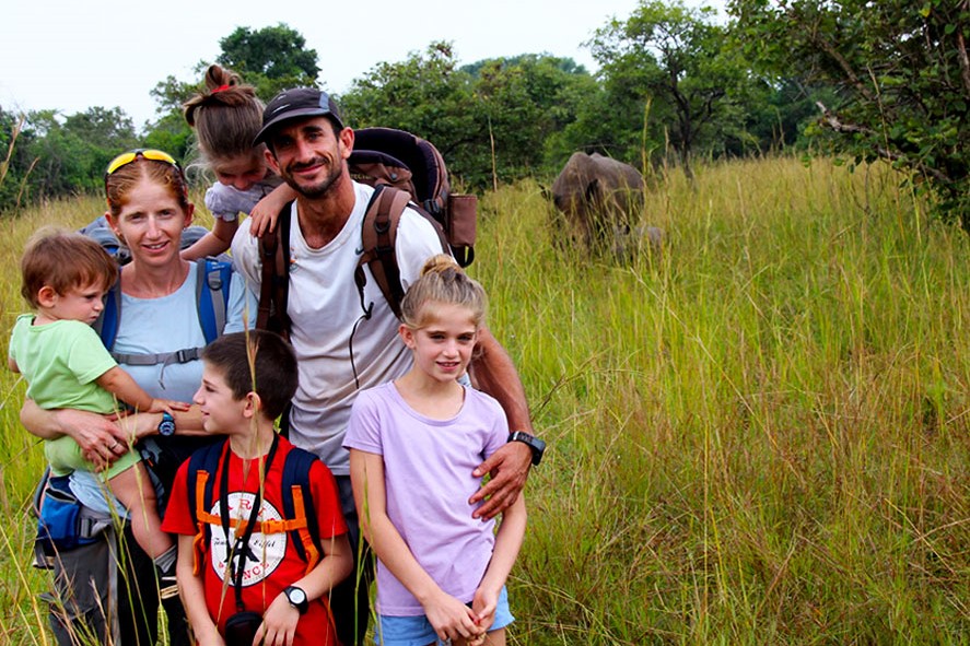 Family safari wildlife game viewing in Uganda